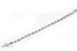 Online Pamono White Gold Bracelet with Rubies and Emeralds