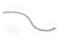 Online Pamono White Gold Bracelet with Rubies and Emeralds