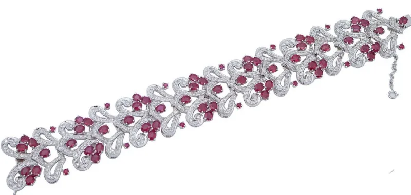 New Pamono White Gold Bracelet with Rubies and Diamonds