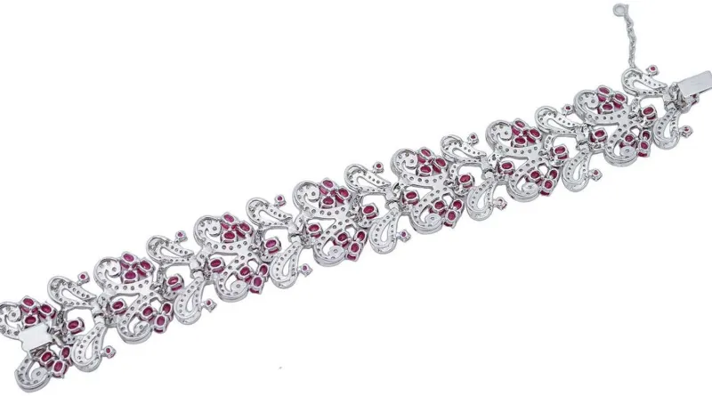 New Pamono White Gold Bracelet with Rubies and Diamonds