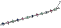 Pamono White Gold Bracelet with Emeralds and Rubies> Bracelets