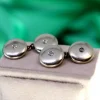Pamono White Gold Cufflinks with Brilliant-Cut Diamonds, Set of 2> Cufflinks