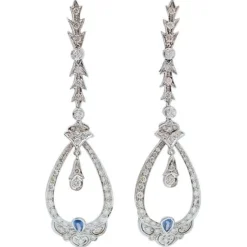 Pamono White Gold Earrings with Rock Crystal, Diamonds and Sapphires, Set of 2> Earrings