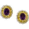 Pamono White Gold Earrings with Diamonds, Yellow Topazes and Amethysts, Set of 2> Earrings
