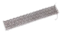 Pamono White Gold Flower Themed Bracelet with White Diamonds and Rubies><noscript><img width=