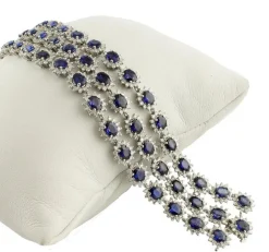 Discount Pamono White Gold Link Bracelet with Blue Sapphires and White Diamonds
