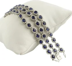 Discount Pamono White Gold Link Bracelet with Blue Sapphires and White Diamonds