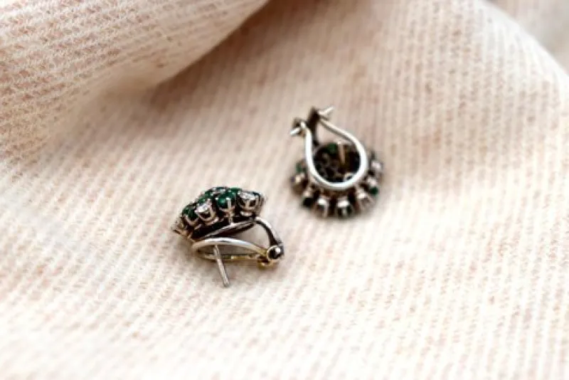 Pamono White Gold Shower-Shaped Earrings with Brilliant-Cut Diamonds, Set of 2> Earrings