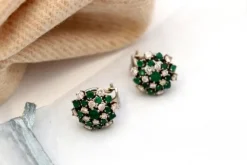 Pamono White Gold Shower-Shaped Earrings with Brilliant-Cut Diamonds, Set of 2><noscript><img width=
