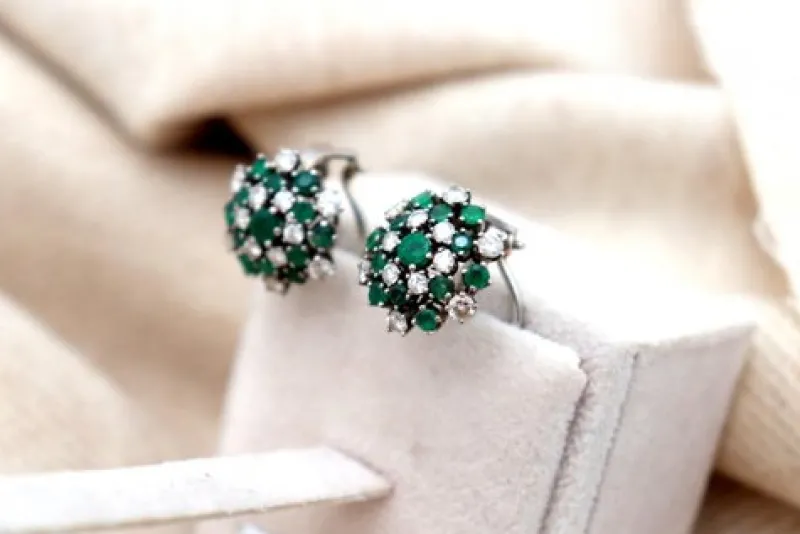 Pamono White Gold Shower-Shaped Earrings with Brilliant-Cut Diamonds, Set of 2> Earrings