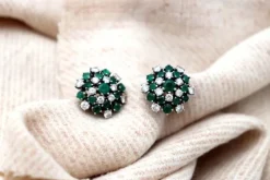 Pamono White Gold Shower-Shaped Earrings with Brilliant-Cut Diamonds, Set of 2><noscript><img width=