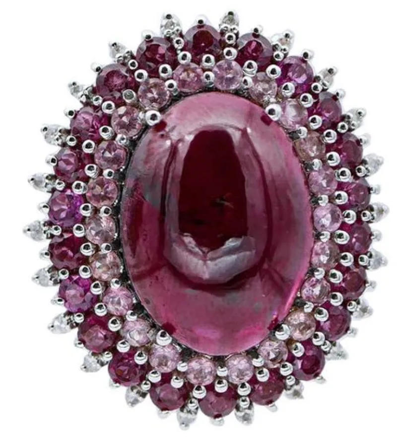 Pamono White Gold Stud Earrings with Garnets, Tourmaline and Diamonds, Set of 2> Earrings