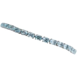 Pamono White Gold Tennis Bracelet with Aquamarine Colour Topaz> Bracelets