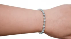 Pamono White Gold Tennis Bracelet with Aquamarine Colour Topaz><noscript><img width=
