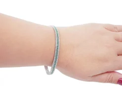 Pamono White Gold Tennis Bracelet with Emeralds and Diamonds><noscript><img width=