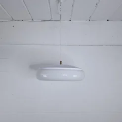 Pamono White Grooved Acrylic Glass Suspension, 1970s> Ceiling Lights