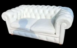 New Pamono White Leather Sofa, 2000s