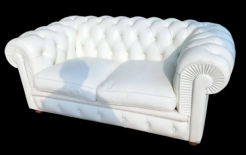 New Pamono White Leather Sofa, 2000s