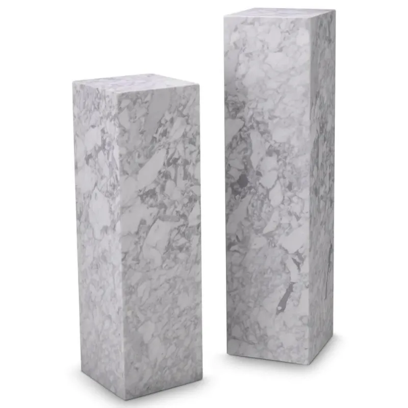 Pamono White Marble Columns, Set of 2