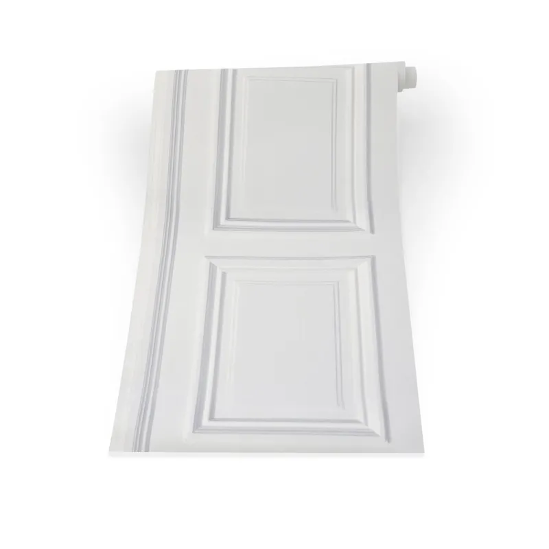 Online Pamono White Panelling Wallpaper