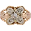 Pamono White Sapphires and 18 Karat Rose Gold Feather Clover Ring, 1960s> Rings