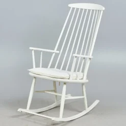Pamono White Scandinavian Rocking Chair, 1960s> Rocking Chairs