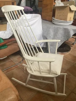 Pamono White Scandinavian Rocking Chair, 1960s><noscript><img width=