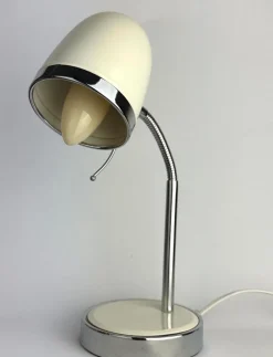 Outlet Pamono White Space Age Table Lamp with Chrome Flex Arm, 1970s