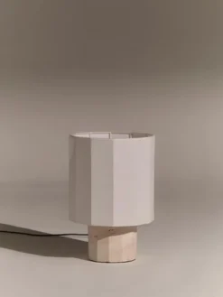 Pamono White Travertine Small Roma II Dodecagon Table Lamp by Nassi><noscript><img width=