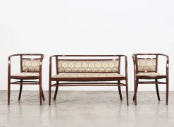 Pamono Wiener Secession Seating Set by Otto Wagner for Mundus Austria, 1903, Set of 3> Living Room Sets