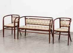 Pamono Wiener Secession Seating Set by Otto Wagner for Mundus Austria, 1903, Set of 3><noscript><img width=