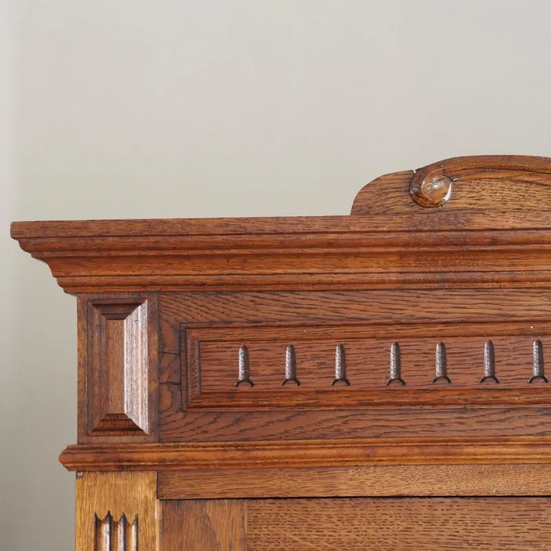 Outlet Pamono Wilhelminian 3-Door Wardrobe in Oak with Mirror, 1890s