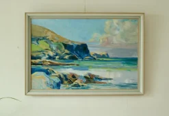Pamono Wilkstrom, Coastal View, 1960s, Oil on Panel, Framed> Contemporary|Mid-Century