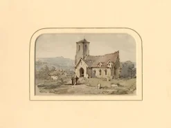 New Pamono William Burgess of Dover, Country Church with Figures, 1829, Watercolour