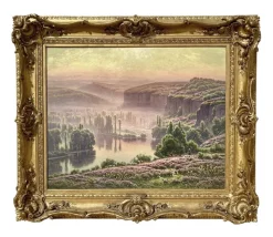 Pamono William Didier-Pouget, Morning Mists, Heathers In Bloom, Dordogne Valley, Oil on Canvas, Framed> Classical