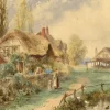 Hot Pamono William Henry Harford, Thatched Cottage Scene, Early 20th Century, Watercolour