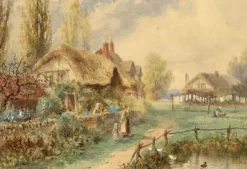 Hot Pamono William Henry Harford, Thatched Cottage Scene, Early 20th Century, Watercolour