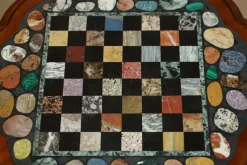Pamono William IV Marble Chess Board Table with Pietra Dura Top, 1830s