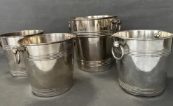 Pamono Wine Coolers in Metal from Christofle, 1960s, Set of 4> Ice Buckets & Wine Coolers