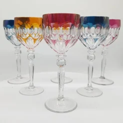 Pamono Wine Glasses in Lead Crystal attributed to Hofbauer Crystal, Baviera, Germany, 1970s, Set of 6> Glassware