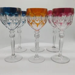 Pamono Wine Glasses in Lead Crystal attributed to Hofbauer Crystal, Baviera, Germany, 1970s, Set of 6><noscript><img width=