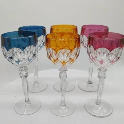 Pamono Wine Glasses in Lead Crystal attributed to Hofbauer Crystal, Baviera, Germany, 1970s, Set of 6><noscript><img width=