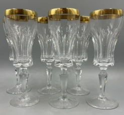 Pamono Wine Glasses with 18K Gold Rim by Franz Kaspar for Glashütte, 1950s, Set of 6> Glassware