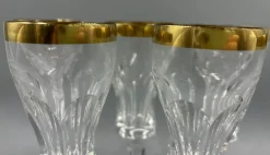 Pamono Wine Glasses with 18K Gold Rim by Franz Kaspar for Glashütte, 1950s, Set of 6><noscript><img width=