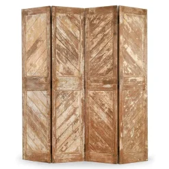 Pamono 4-Wing Wooden Screen with Patina-Finish, 1940s> Room Dividers & Screens