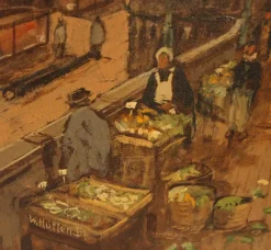 Hot Pamono Wolfgang Hütten, Market at Burgplatz, 1993, Oil on Canvas, Framed