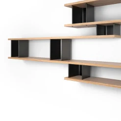 New Pamono Wood and Aluminium Nuage À Plots Shelf by Charlotte Perriand for Cassina