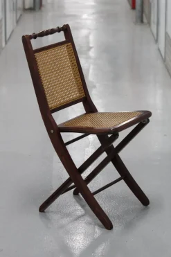 Online Pamono Wood and Cane Folding Chair, 1970s