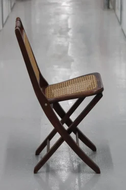 Online Pamono Wood and Cane Folding Chair, 1970s