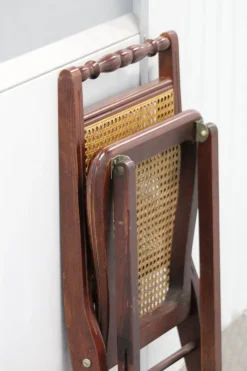 Online Pamono Wood and Cane Folding Chair, 1970s